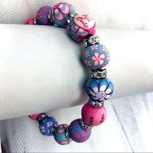 Chunky Silver Handmade Ball Stretch Bracelet NWT